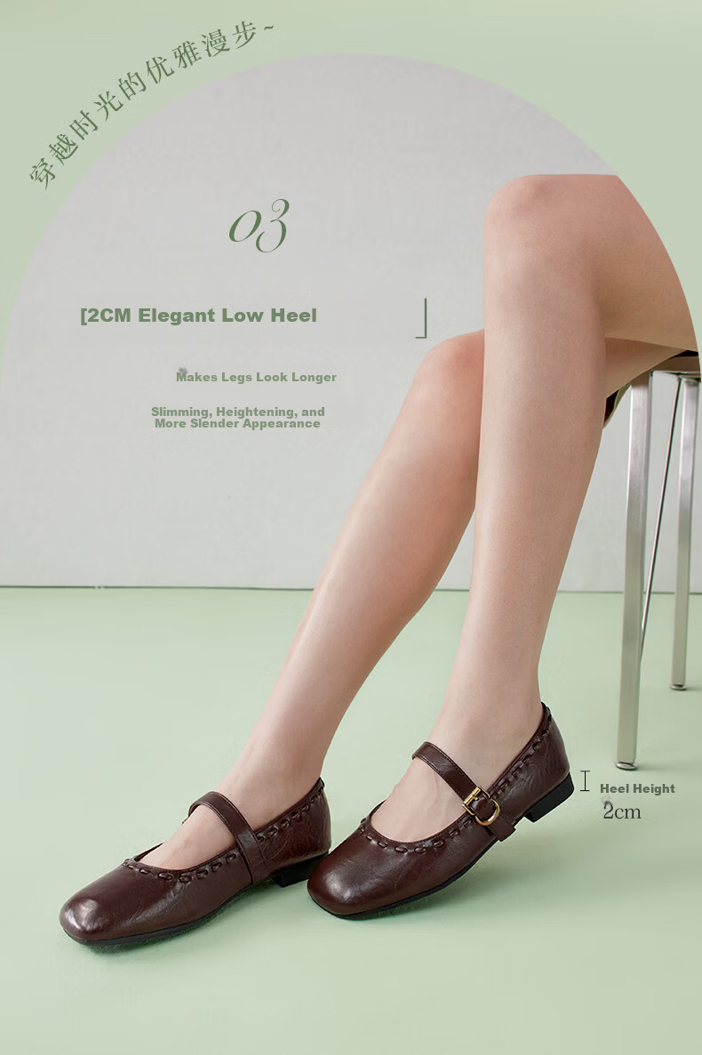 BASTO Zhang Xiaowan Spring 2026 Mary Jane Small Leather Shoes Women's Flats F0111AQ6 Coffee Color Size 39 11