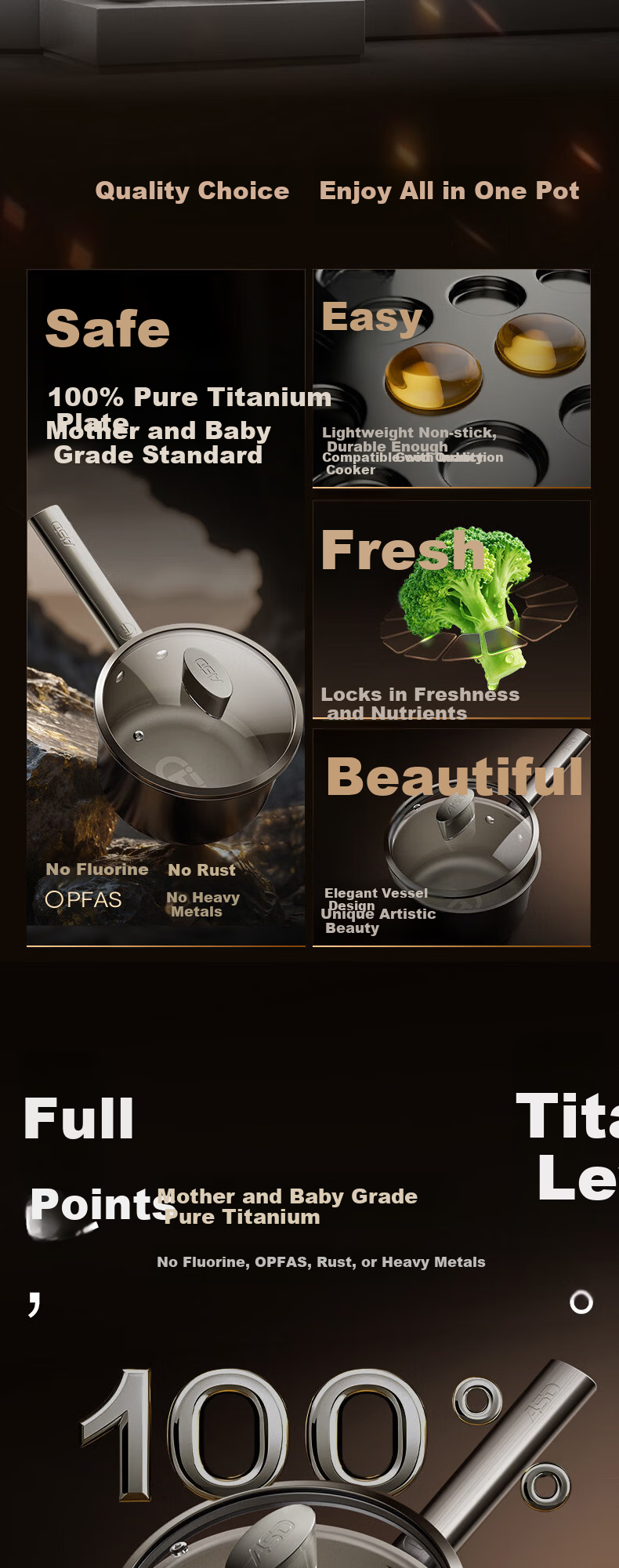 ASD Pure Titanium 0-Fluorine Coating Non-Stick Milk Pot Baby Food Cooking Small Milk Pot Gas and Induction Cooker Compatible NT18Z6Q 3