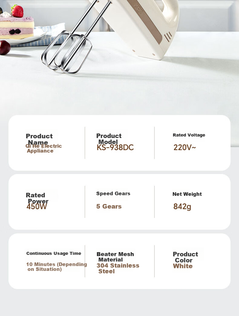 KPS KS938DC Electric Handheld Mixer Whisk Cream Beater for Home Baking 25