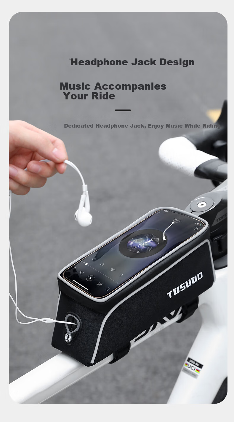 TOSUOD Bicycle Riding Handlebar Touchscreen Front Tube Bag Waterproof Road Bike Frame Bag Phone Bag Cycling Accessories 3