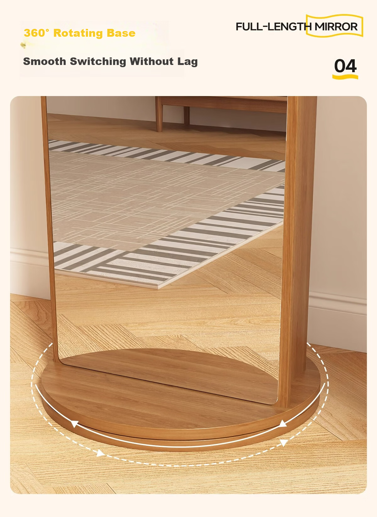 Millennium Mansion Rotating Storage Dressing Mirror Full-Length Floor Mirror with Magazine Rack Rotating Storage Fitting Mirror 165*36 White 7
