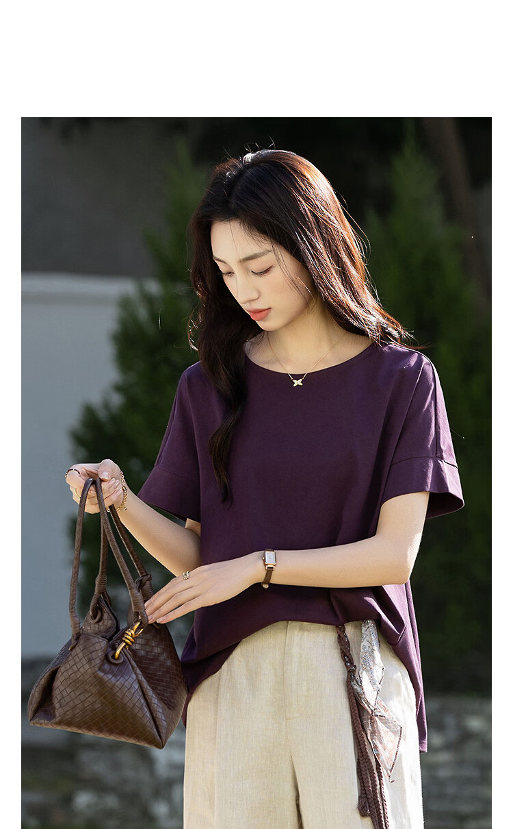 Demana [Cool Sorona] Summer Refreshing Non-Sticky Wide Neckline Decorative Short Sleeve Slim Fit T-Shirt for Women Premium Feel 7