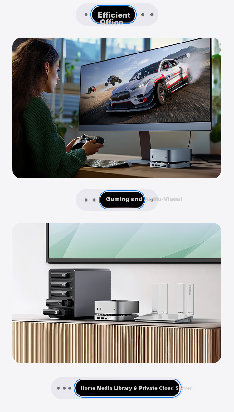MOVE SPEED 4TB Portable SSD (PSSD) for Mac mini M4 Dock Expansion Drive 40G Transfer External SSD Hard Drive with Cooling USB Dock 5
