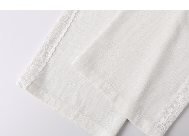Demana [Linen Lyocell Blend] Spring Artistic Lace Trim Drawstring Straight Loose Slimming Women's Casual Pants 14