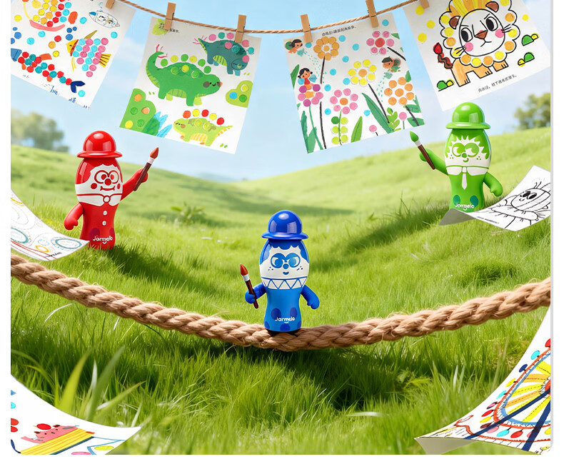 Melo Childhood Little Colorful Dot Pens Children's Early Education Baby Enlightenment Doodle Set Kindergarten Drawing Starter 6 Colors 17