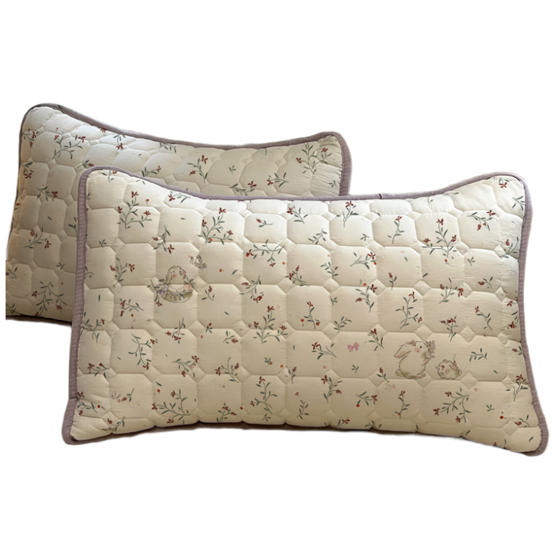 MUJI A-Class Cotton Quilted Pillowcase and Pillow Core Isolation Layer Home Anti-Oil and Dirt Pillowcase 48x74cm Pair