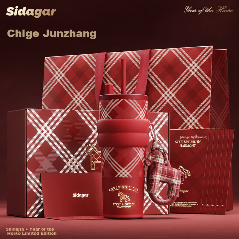 Shida Family Year of the Horse Limited Edition Insulated Cup Valentine's Day Water Bottle Gift Set for Girlfriend Wife New Year High Capacity Stylish Mug