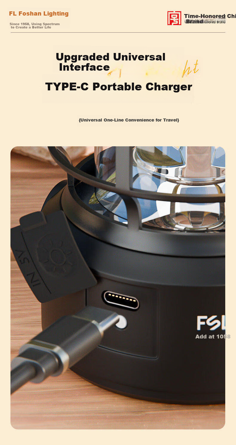 FSL Foshan Lighting Solar Outdoor Camping Garden Rural LED Lamp JD Self-operated Long Battery Life 10