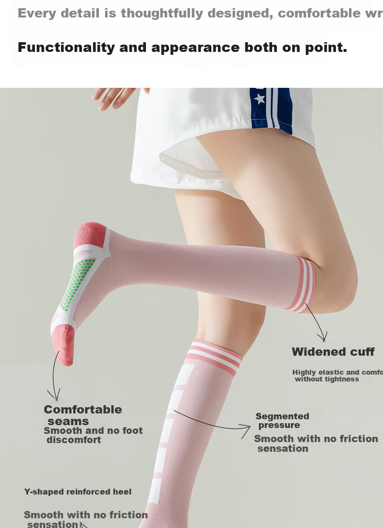 Free Style Women's Compression Socks Professional Sports Fitness Long Tube Muscle Compression Running Jump Rope Yoga Anti-Slip Slimming Calf Socks 3