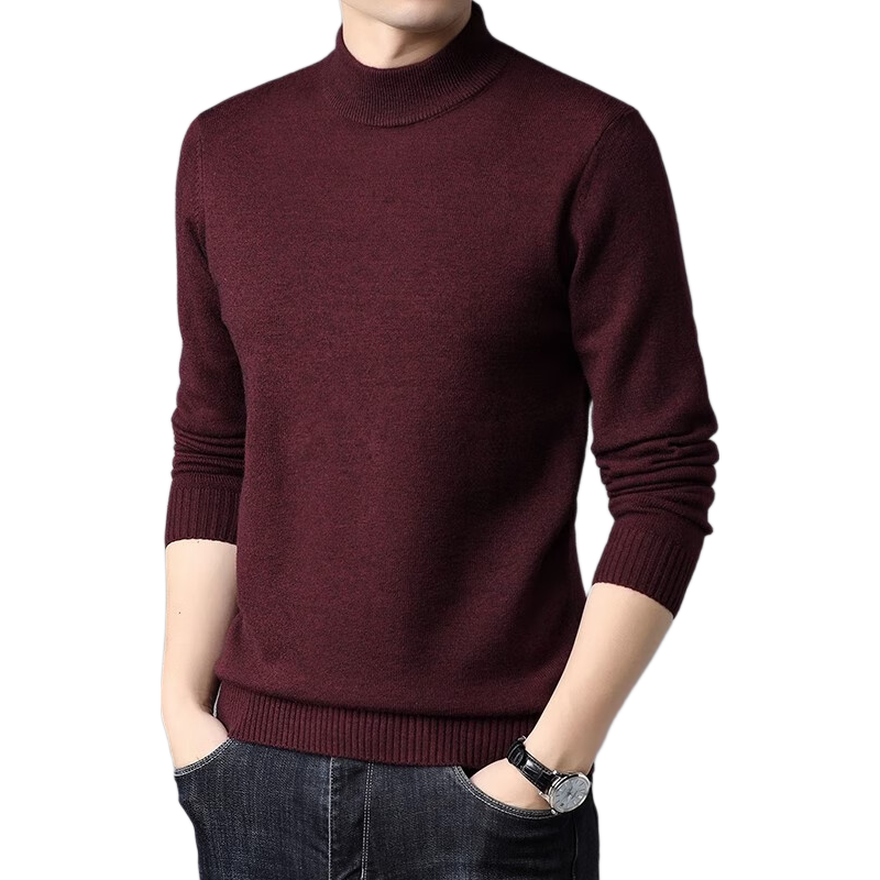Hengyuanxiang Solid Color Thickened Half Turtleneck Men's Knit Sweater Mid-Aged Thermal Base Layer