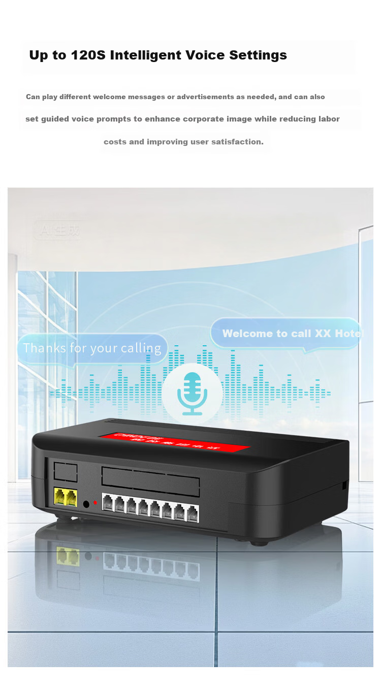 CHINO-E Programmable Telephone Exchange Group Enterprise Switchboard Internal Extension Hotel Desktop Plug-and-Play Switch 4 Lines 16 Extensions ZN860-416 2