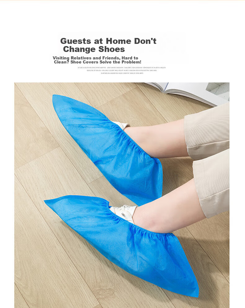 JAJALIN Non-Woven Large Shoe Covers 200pcs Disposable Thickened Dustproof Breathable Indoor Wear-Resistant Non-Slip Foot Covers 5