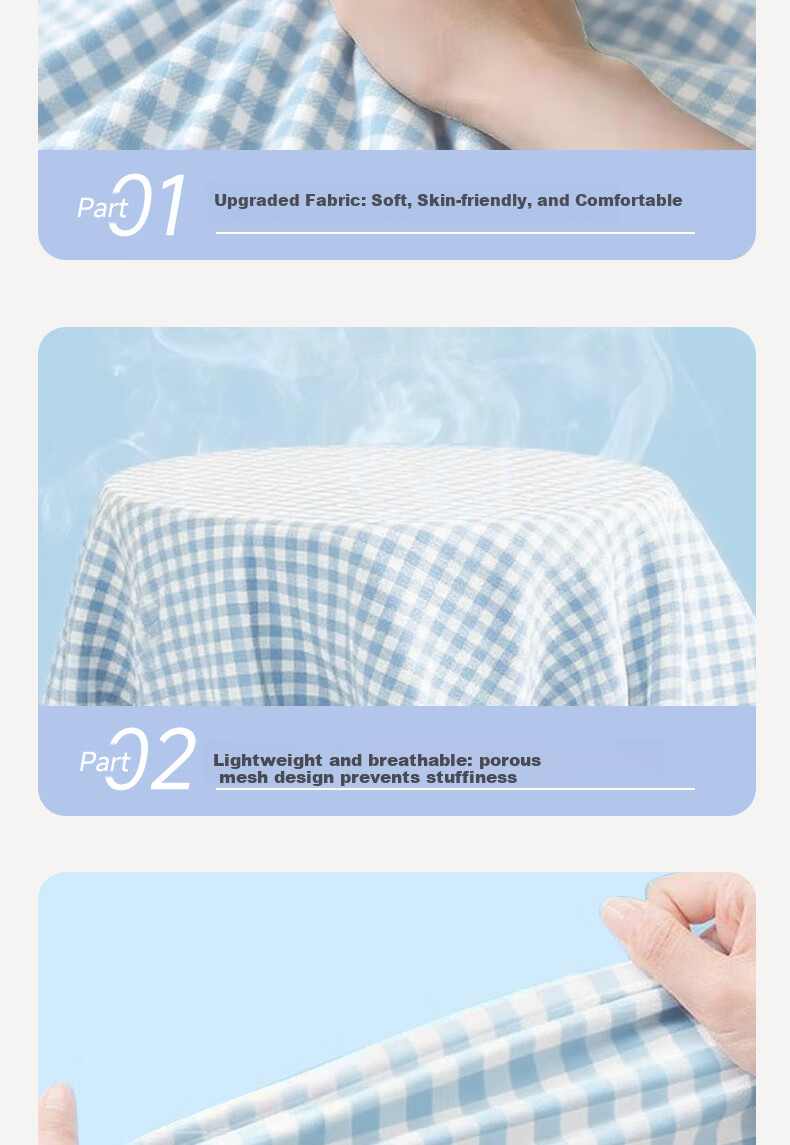 Qihaiqiu Disposable 3-Piece Bedding Set Thickened Sheet Duvet Cover Pillowcase Portable Single Hotel Travel Business Blue Gray Plaid 11
