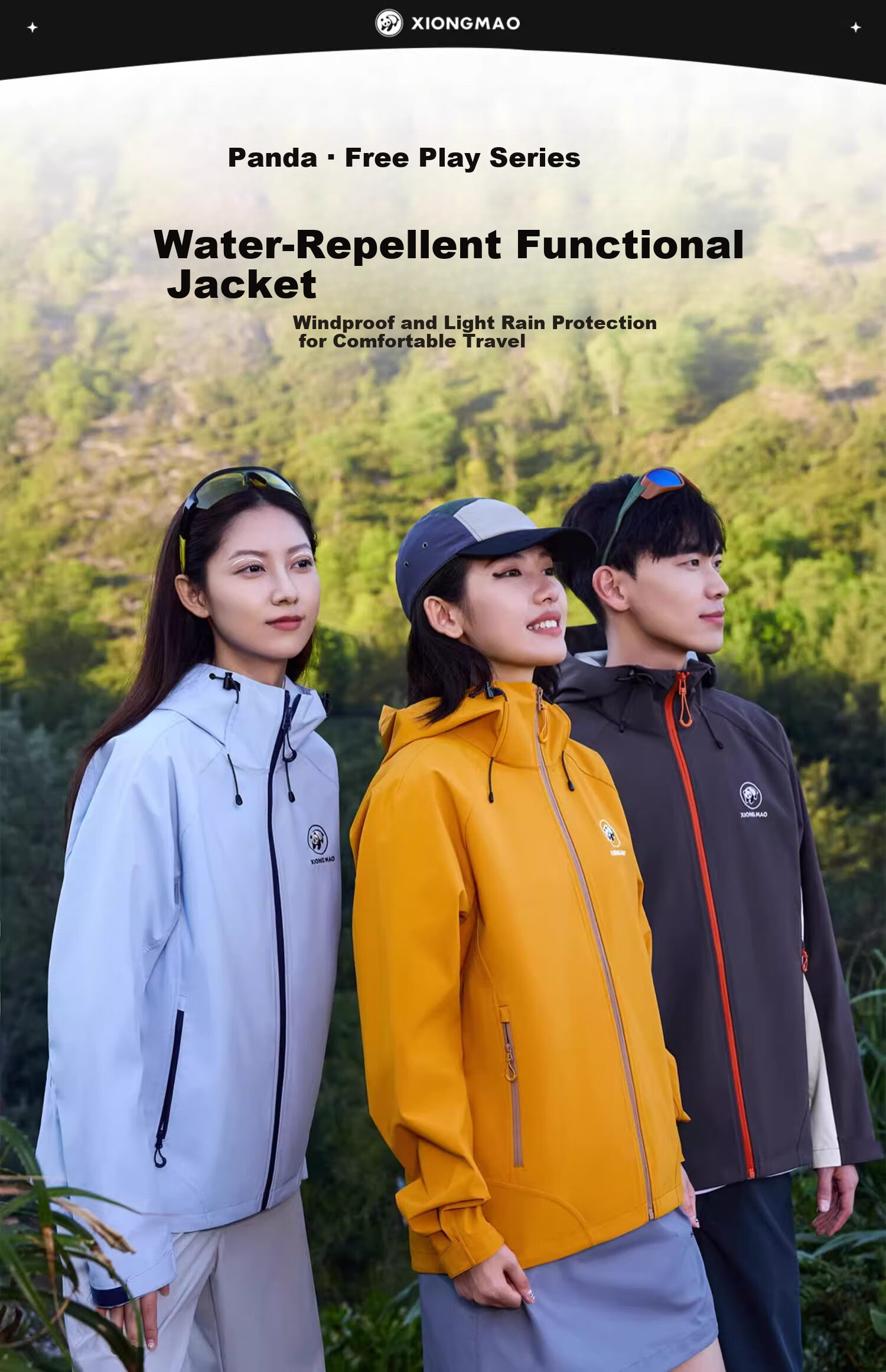 CAMEL Panda Series Outdoor Softshell Jacket Unisex Fashion Versatile Three-Proof Travel Mountaineering Coat 1114 XS 1