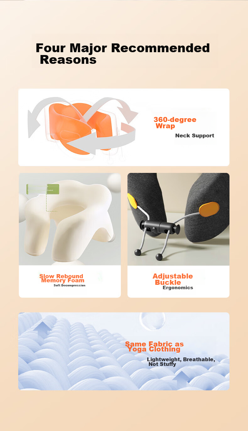 YUZHAOLIN U-Shaped Pillow for Adults, Travel Portable Nap Pillow for Men And Women, Car High-Speed Rail Airplane Neck-Specific Cervical Pillow 4