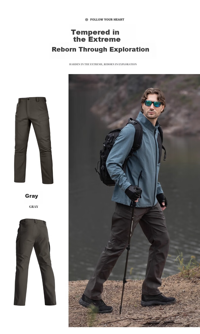 Free Soldier Peak Outdoor Tactical Work Pants Stretch Men's Casual Long Pants Scratch-Resistant Durable 34W/30L Wolf Brown 3