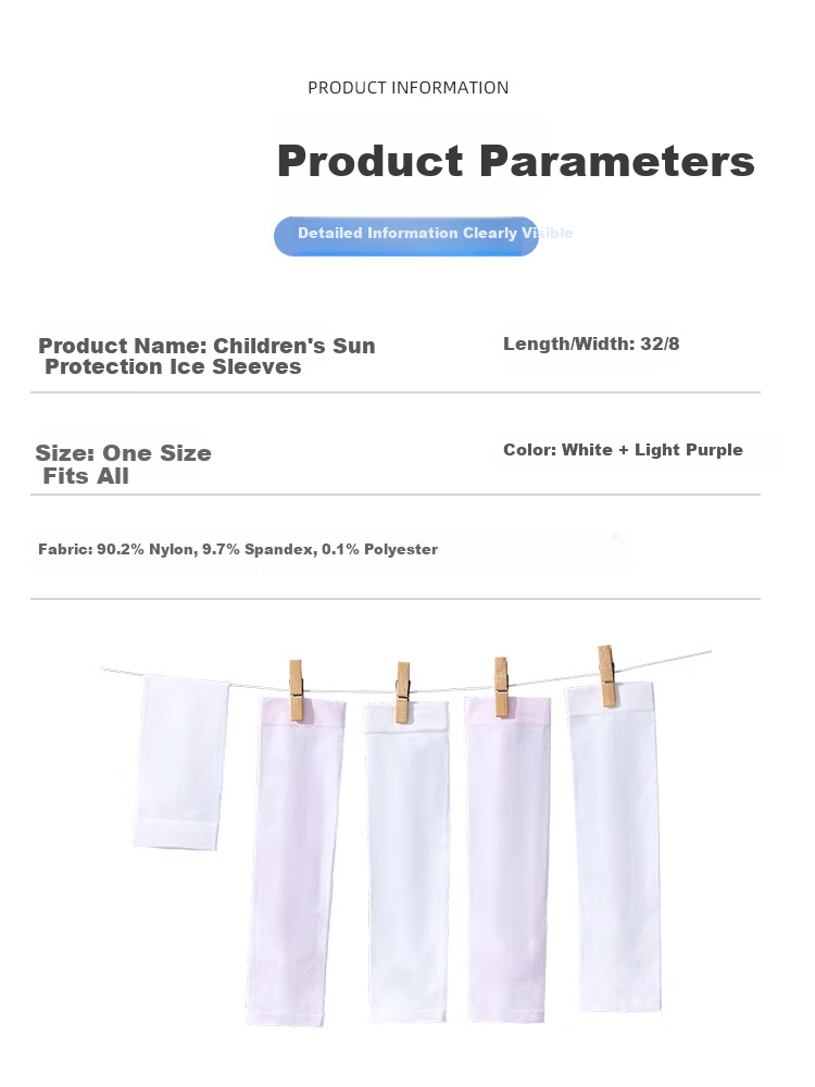 LangSha Kids Ice Silk Sun Protection Sleeves Boys Girls Baby Summer UV Protection Breathable Thin Arm Sleeves Black+White 9