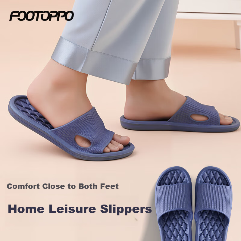 FOOTOPPO Minimalist Style Summer Soft Sole Non-Slip Bathroom Slippers for Men and Women, Comfortable Home and Elderly House Slippers