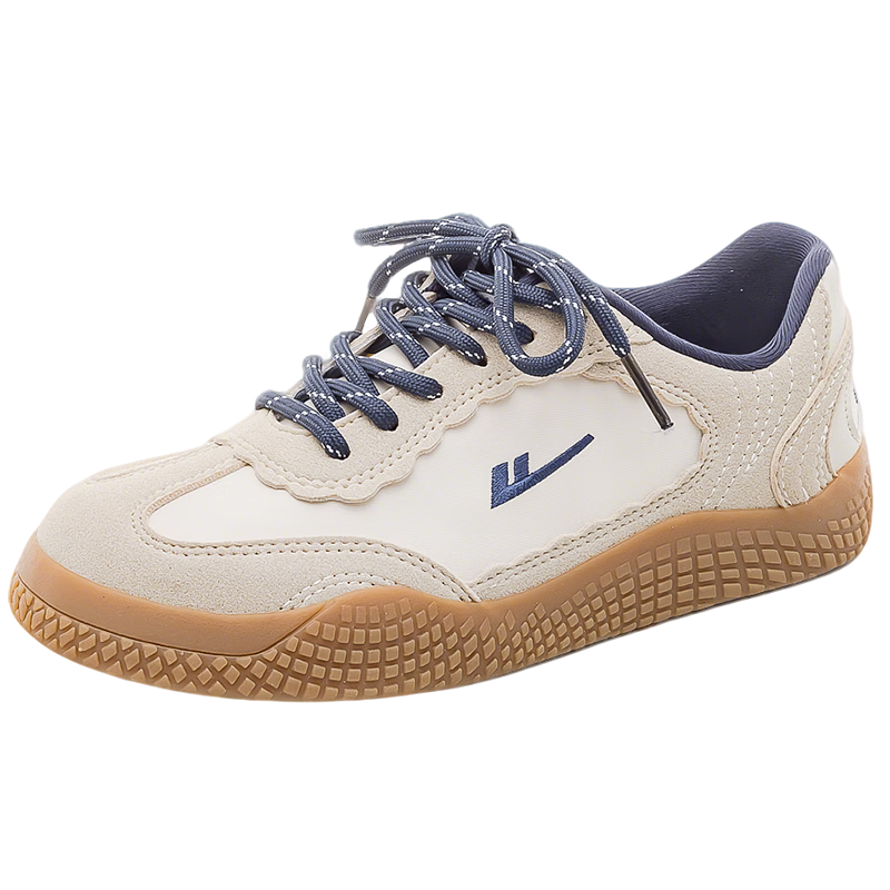 Warrior Training Shoes Versatile College Style Women's Fashion White Sneakers Casual Shoes 818 Beige/Gray/Dark Blue Size 38
