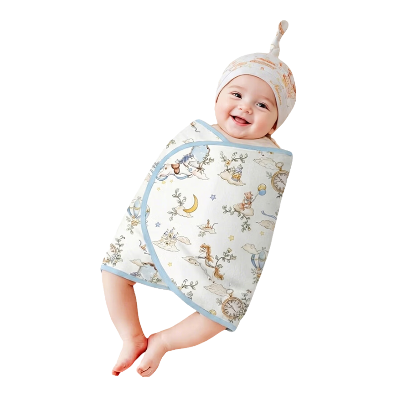 Aibao Baby Anti-startle Sleeping Bag Four Seasons Pure Cotton Swaddle Blanket Baby Wrap Comforter Soothing Blanket Yunma S871