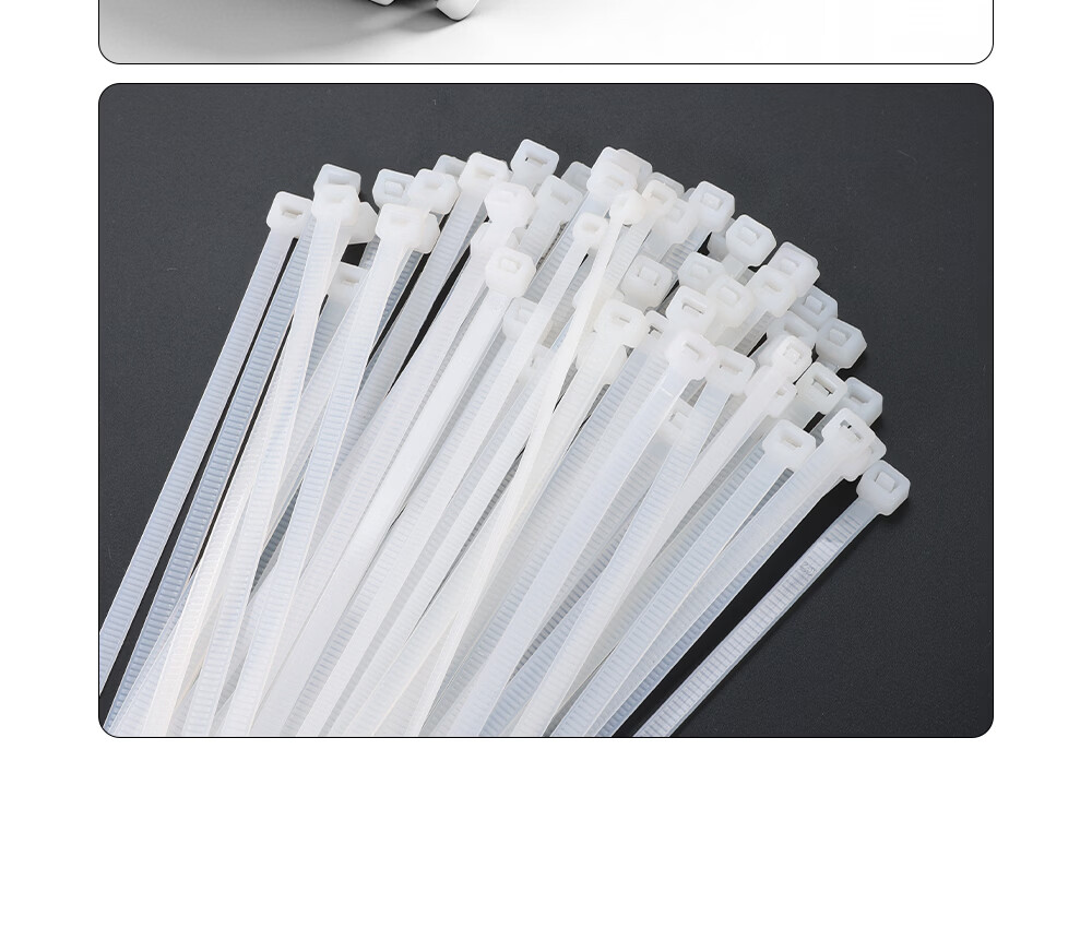 Tianyou Nylon Cable Ties Large Thickened Wear-Resistant Small Bundling Ties Computer Wire Management White 3.6mm x 250mm - 250 Pieces 14