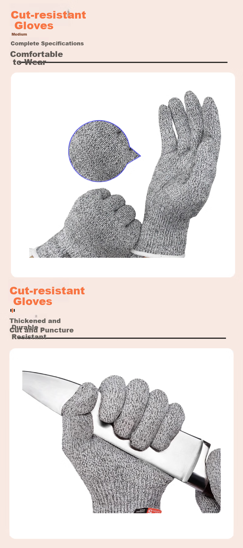 LABBAY Cut-Resistant Gloves Level 5 Anti-Slip Work Safety Gloves Industrial Knife Cut Protection Stainless Steel Wire Work Gloves (Size L) 3