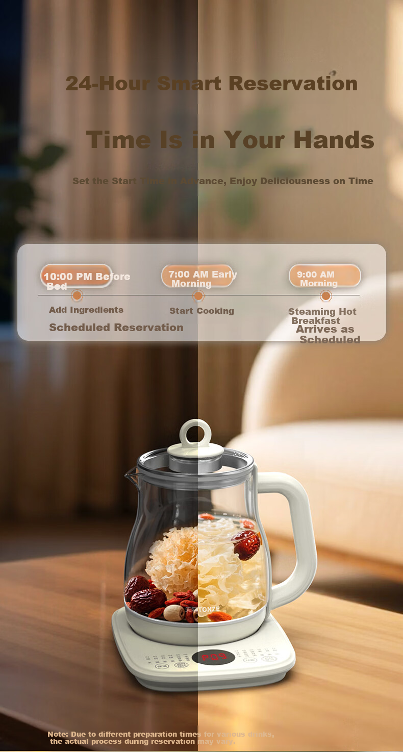 TONZE 1.5L Automatic Health Pot Electric Kettle with 24H Reservation, 12H Intelligent Temperature Control, Memory Handle, Flower Tea Kettle 15YS02 5