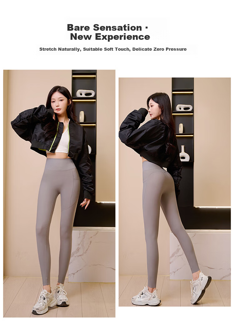LangSha Spring Summer New High-Waist Tummy Control Butt-Lifting Shark Pants Micro Compression Slimming with Pockets Fashion Outer Yoga Shark Pants 10