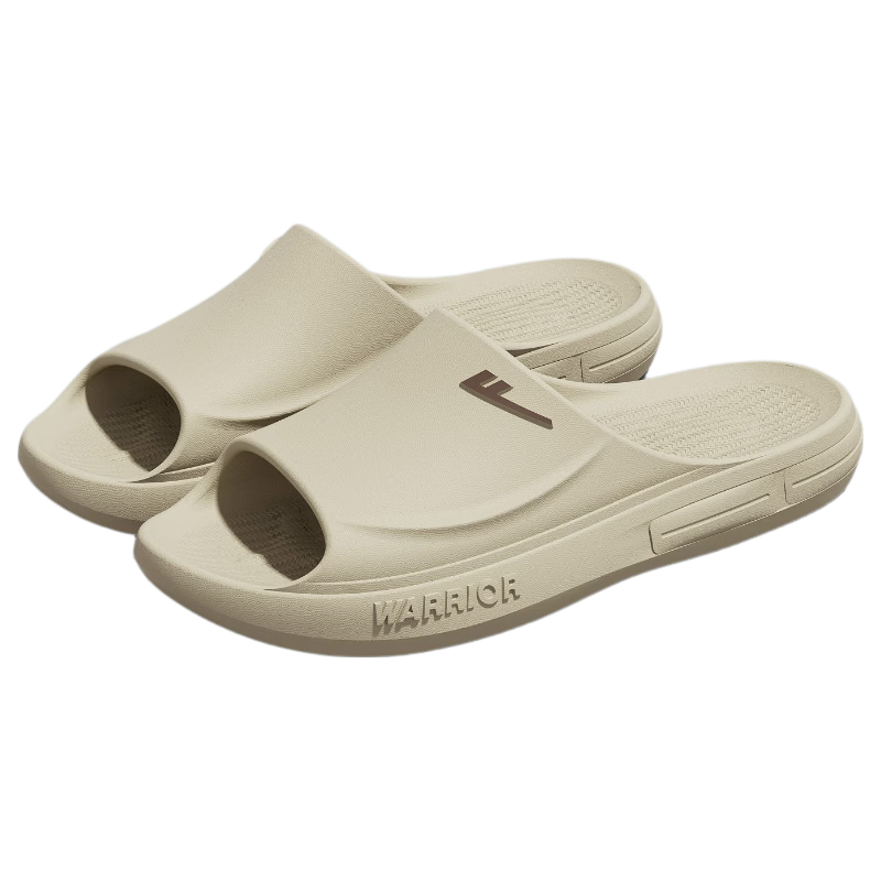 Warrior Men's Sports Slippers Outdoor Non-Slip Beach Sandals Home Bathroom Shower Flip Flops 0665 Khaki Size 42-43