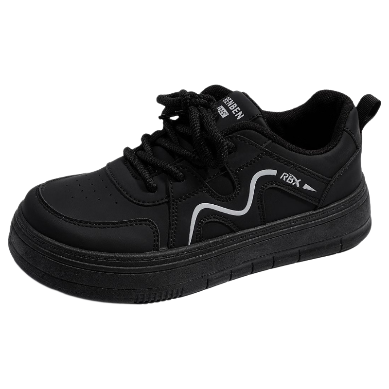 RENBEN Black Thick Sole Niche Sneakers Women 2026 Trending High-Value Student Versatile Hong Kong Style Small Black Shoes Female