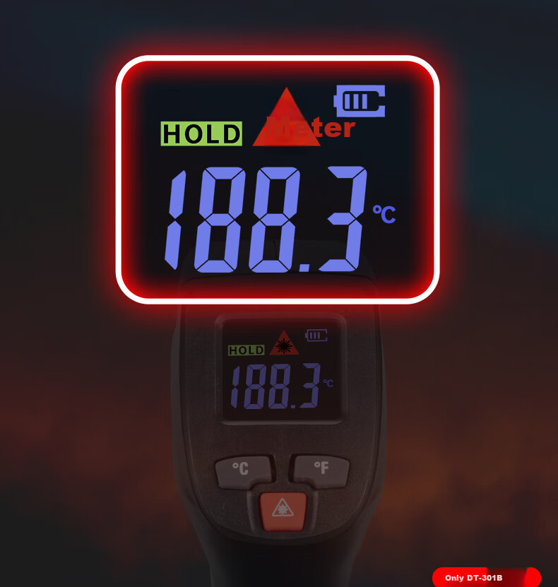 CEM DT-301A Laser Infrared Thermometer Professional High-Precision Industrial Non-Contact High-Temperature Temperature Gun Food Thermometer Kitchen Baking Water Temperature Detector 5