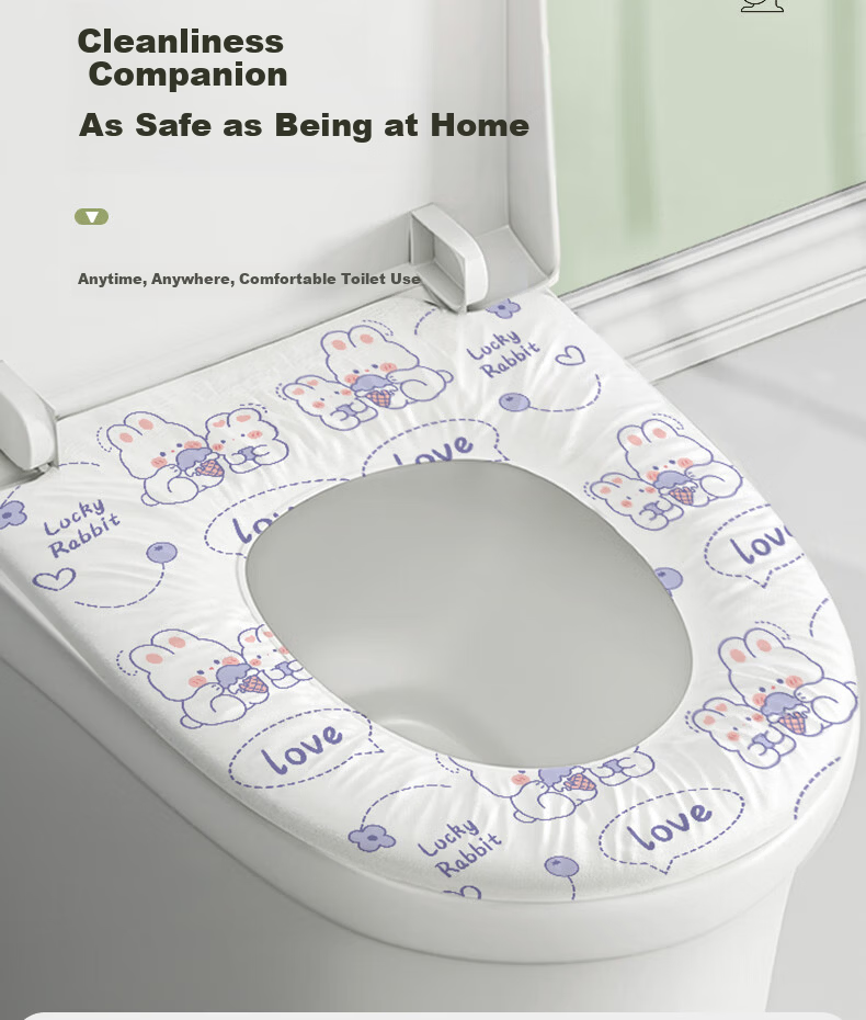 JAJALIN Disposable Toilet Seat Covers Non-woven Fabric Printed Travel Hotel Home Toilet Seat Cushion 10-Pack 4