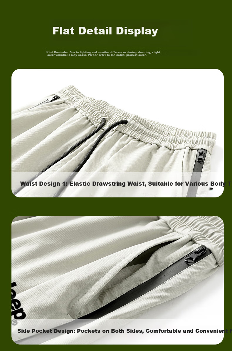 JEEP Men's Spring New Windproof Waterproof American Style Work Pants Skin-friendly Breathable Cycling Pants Cedar Green M 20