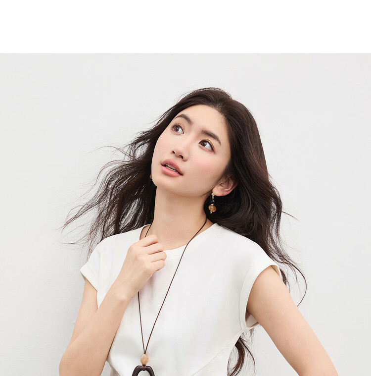 Shangdu Bira Raglan Sleeve Pure Cotton T-Shirt Women Spring Summer Crew Neck Knot Slim Fit Irregular Hem Tailored Casual Top 23