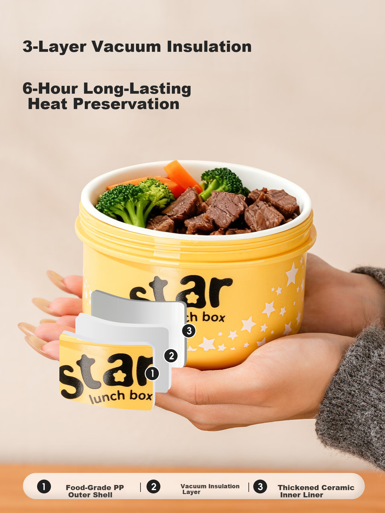 TREEJACK Ceramic Inner Thermal Lunch Box Microwave Safe Fresh-Keeping Box 2025 New Stylish Bento Box for Office Workers 5