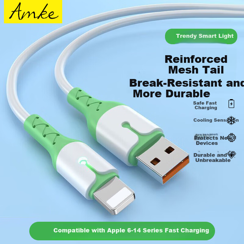 AMKE Apple Fast Charging Data Cable Car Charger Cable Compatible with iPhone 11/13/12 Pro Max/14 iPhone iPad Tablet Apple USB-Lightning Cable