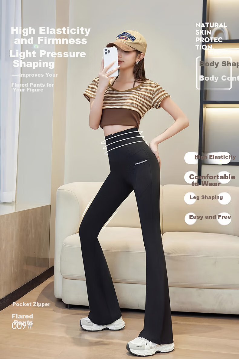 GRACEWELL Women's High-Waist Bootcut Yoga Pants Shaping Black Slim Fit Sharkskin Suit Trousers 7