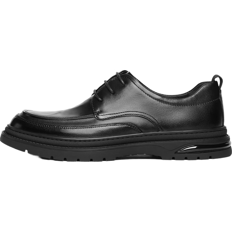 Belle Men's Shoes, Commuter Business Leather Shoes, Summer Cowhide Wrinkled Heightening Casual Shoes A1373AM5, Black, Size 40