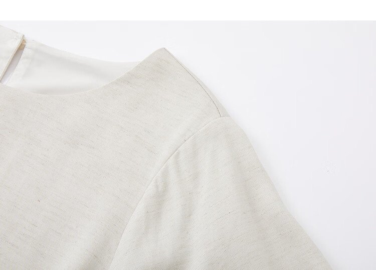 Demana [With Linen] Summer Urban Commuter Round Neck Pocket Sleeve A-Line Slim Fit Dress for Women Premium Feel 13