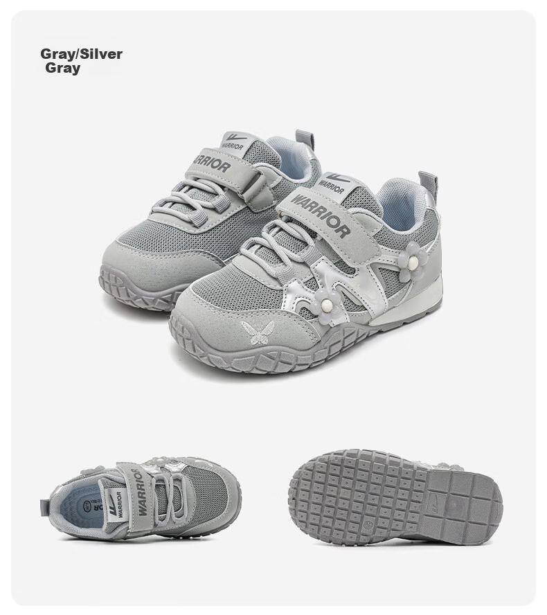 Warrior Kids Shoes 2026 Spring Autumn Children's Sports Shoes Outdoor Running Shoes for Older Children Girls Casual Shoes WZ-2092 Beige Purple Size 34 13