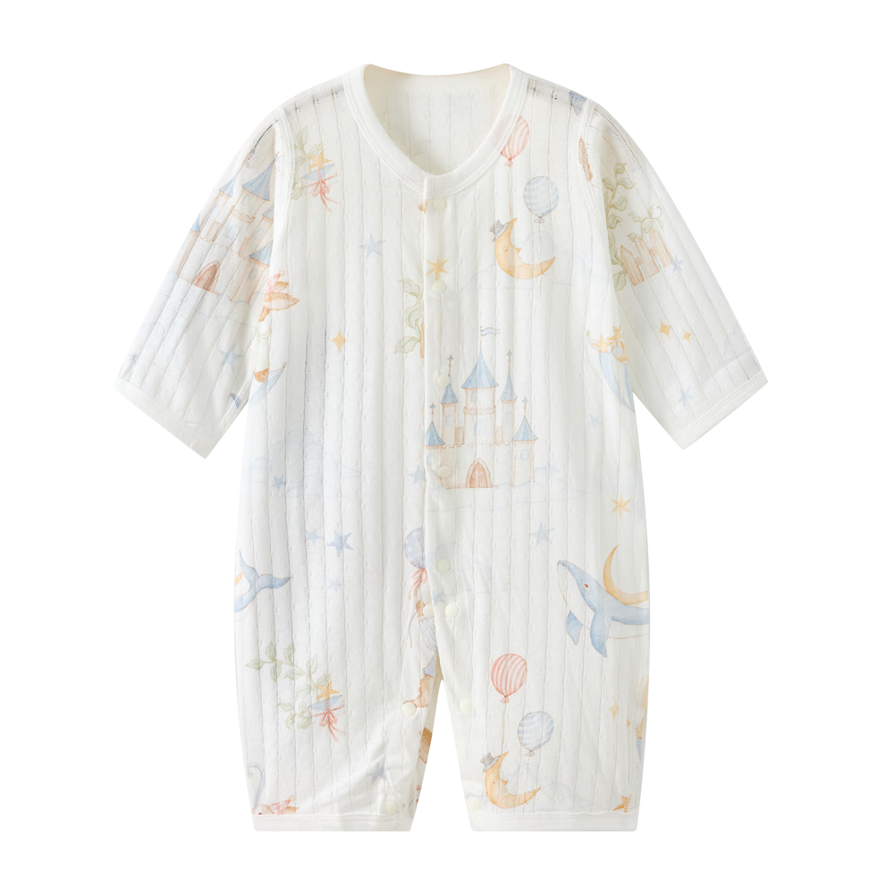 Benjewel Baby Clothes Pure Cotton Summer Thin Baby Romper Air Conditioning Shirt Pajamas Music Bear 66