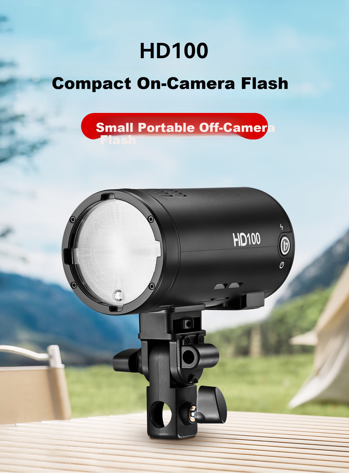 JINBEI HD100 Portable Off-Camera Flash LED Fill Light Lithium Battery TTL High-Speed Photography Camera Lighting Indoor Outdoor HD-100MAX Standard Kit 1