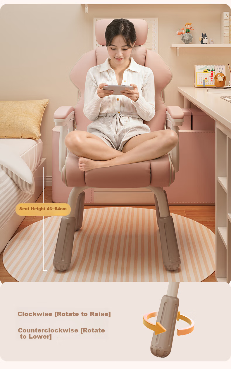 Chibilun Computer Chair Study Chair Bedroom Home Gaming Chair Ergonomic Reclining Backrest Chair Comfortable for Long Sitting 4