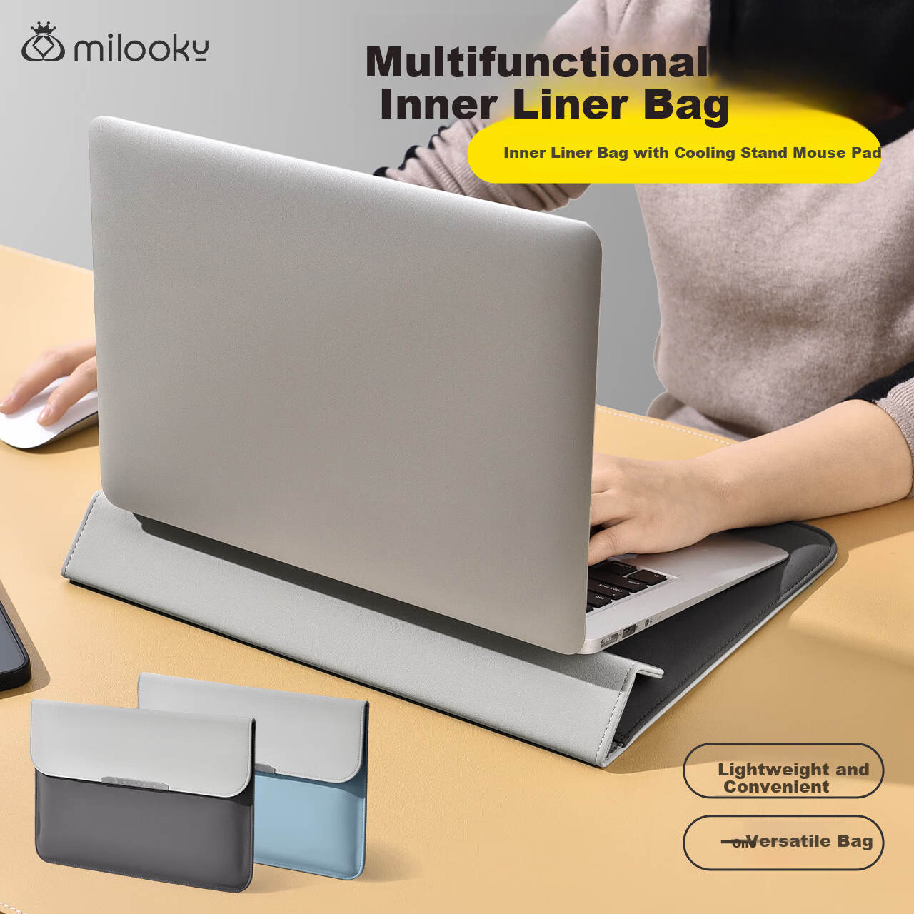 DIY Workshop 13-inch Laptop Stand Sleeve Unisex Business Multifunctional Portable Protective Case Compatible with MacBook Air 13.6 Laptop Sleeve