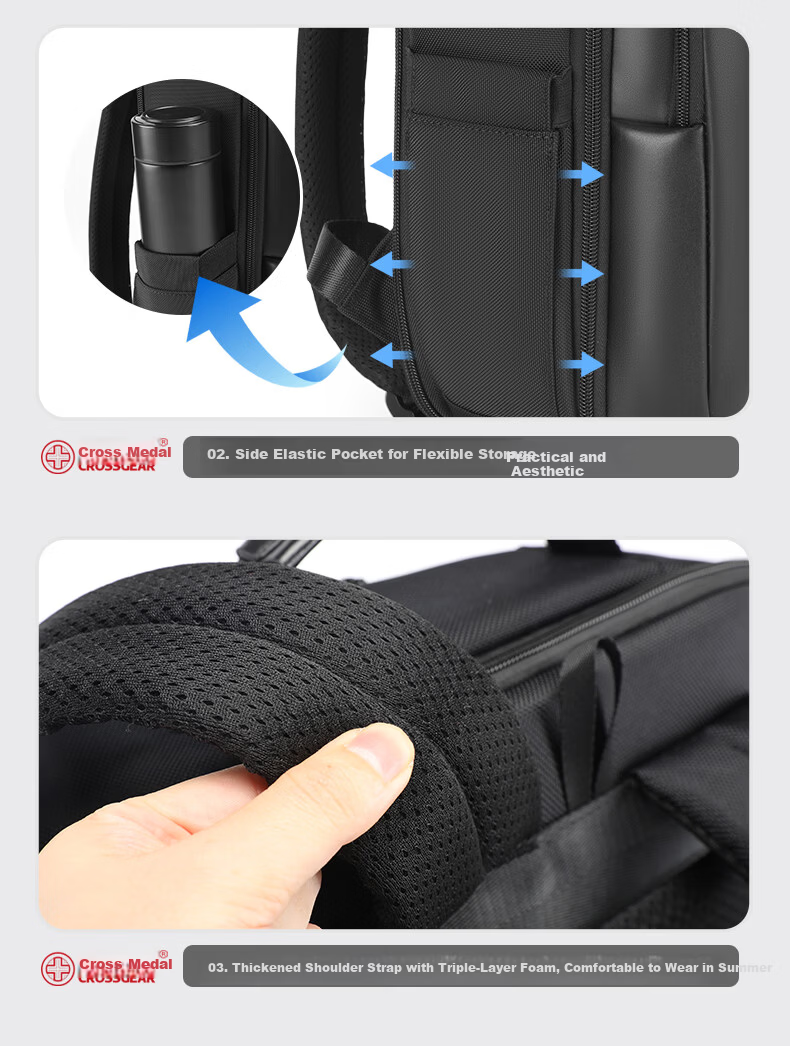 CROSSGEAR Cross Medal Business Backpack Men's Lightweight Commuter Leather Laptop Bag 16-inch Travel Bag 21