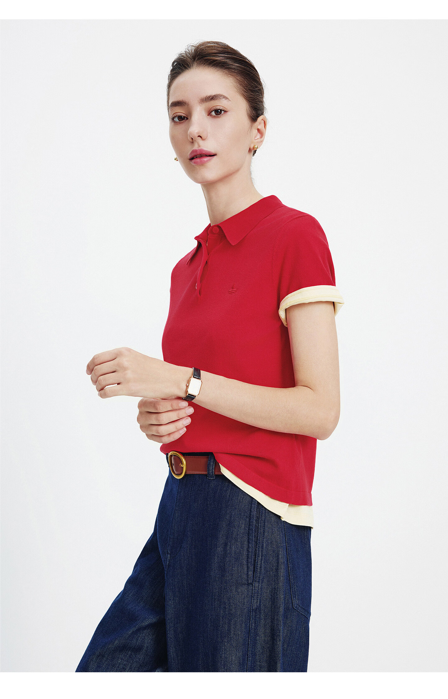 Navigare Slim Fit Small Sailboat Short Sleeve Polo Shirt 26 New Summer Solid Color High Elastic Knit 2325526520 XL 40