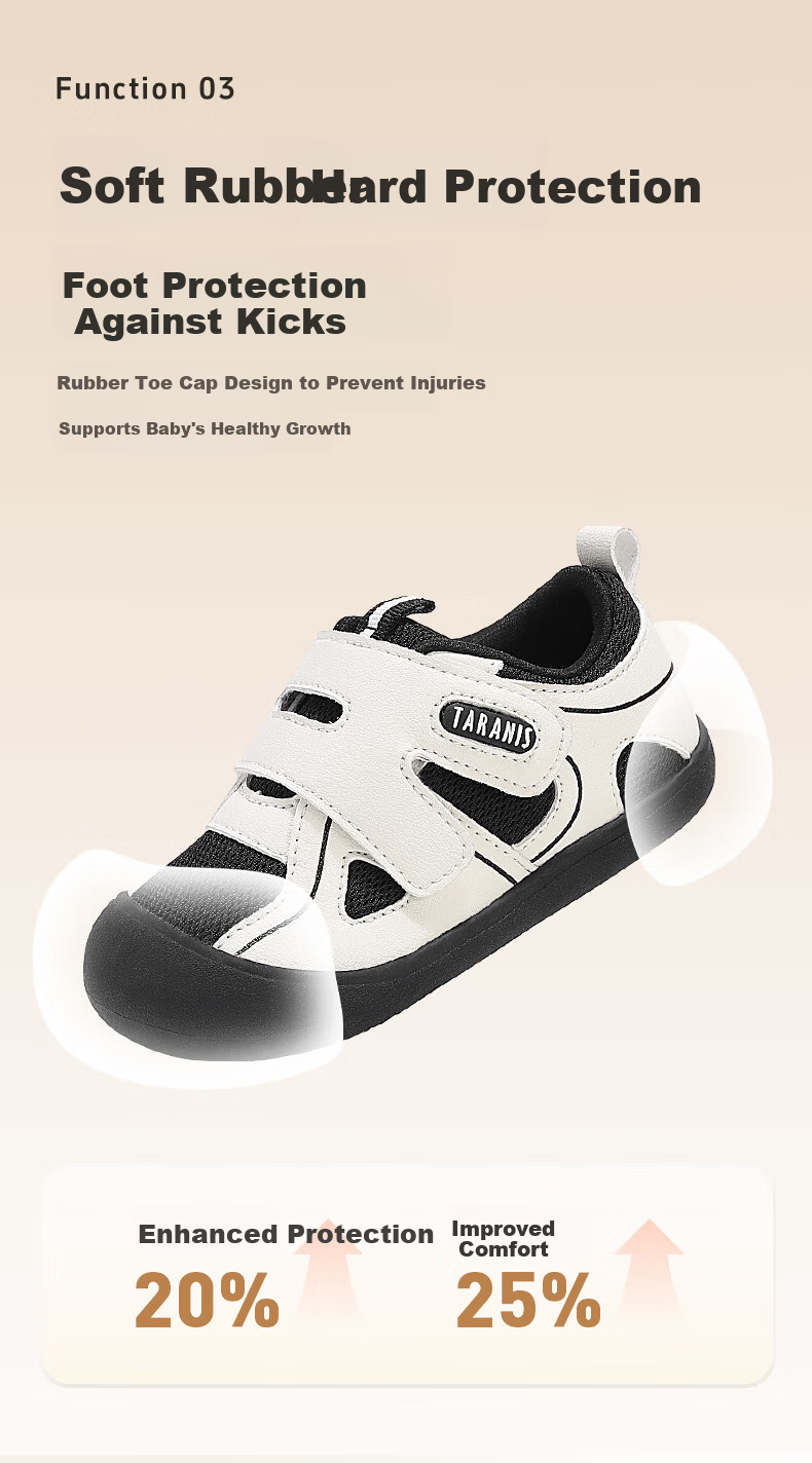 TARANIS Spring Baby Toddler Shoes Anti-Kick Wear-Resistant Boys and Girls Infant Functional Shoes White/Pink Size 21 3