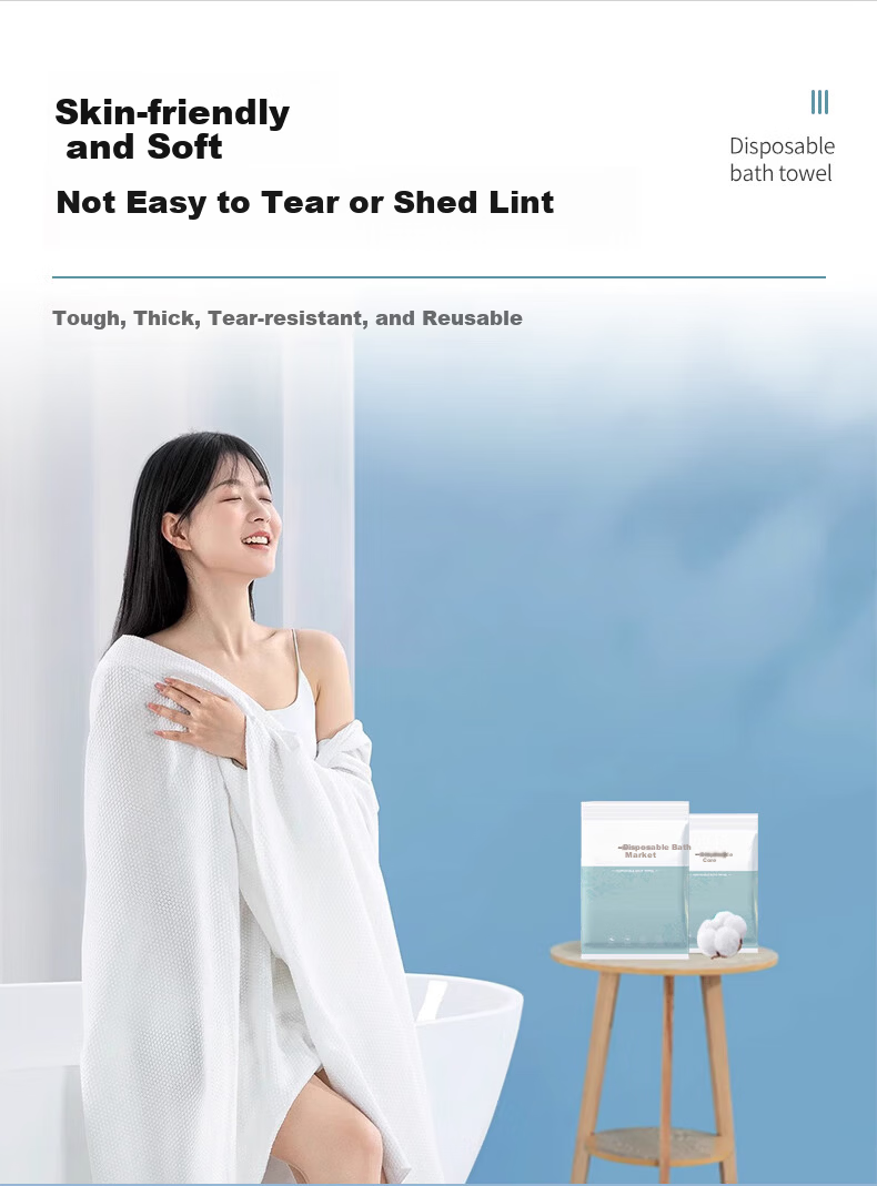 Youao Disposable Bath Towel and Towel Set Non-Woven Fabric Individually Packaged 5 Pieces Hotel Travel Extra Long Wide Thick 7