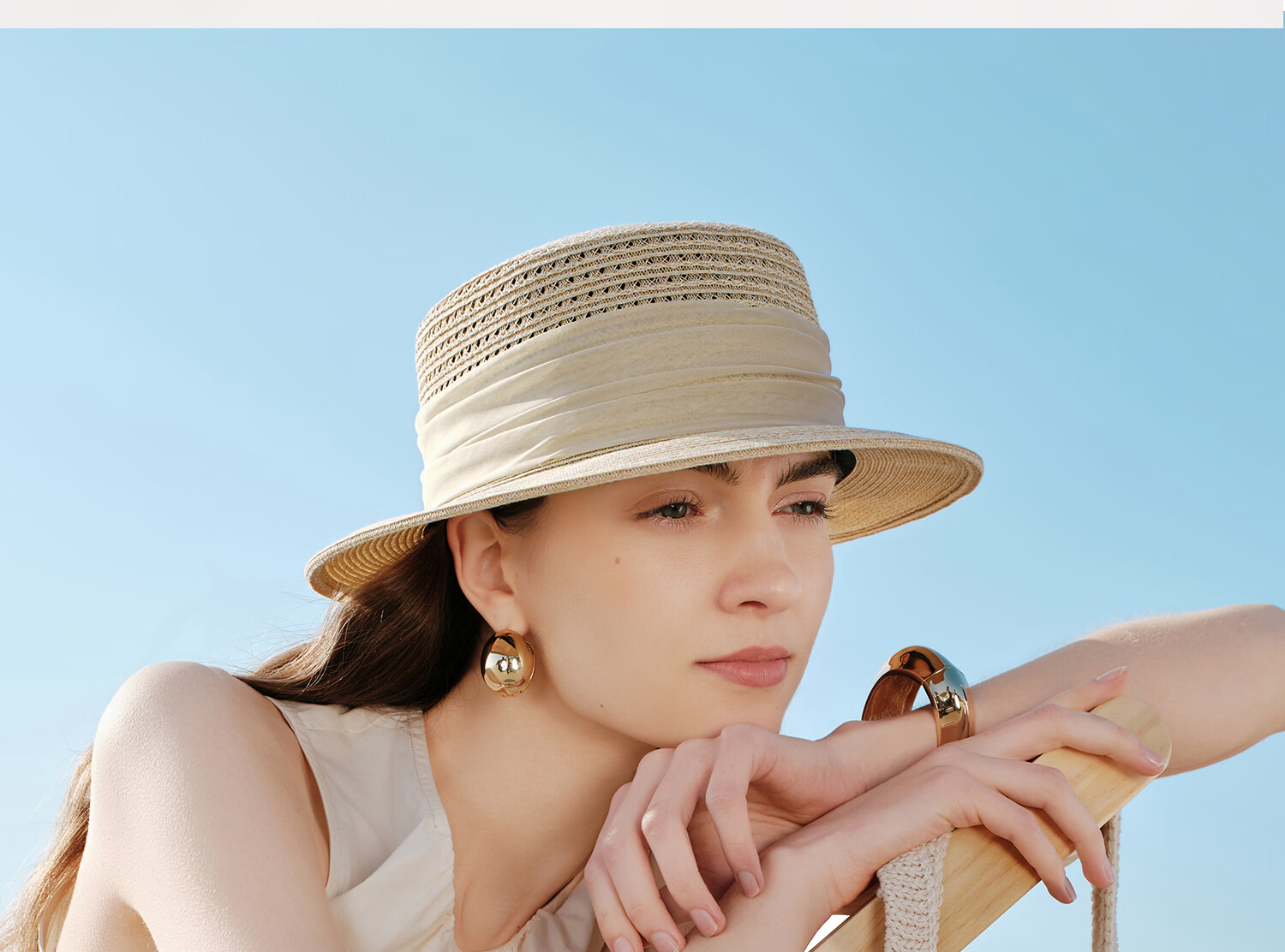 FANCET Mulberry Silk Waistband Straw Hat for Women Summer Beach Vacation French Flat Top Sunshade Sunscreen Luxury Elegant Hat 17