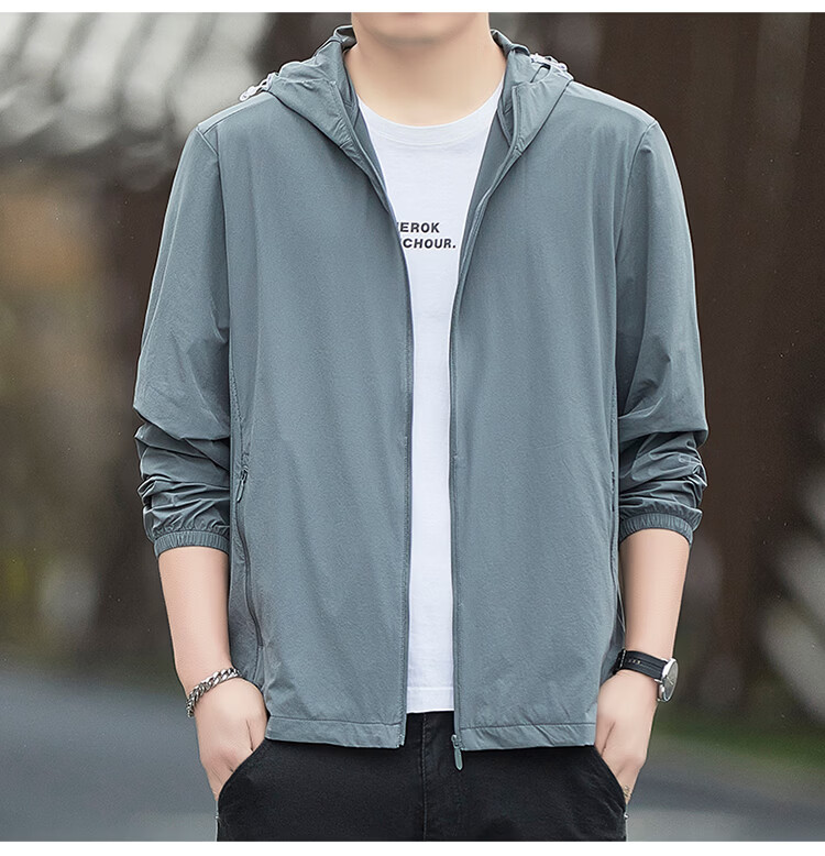 ROMON Men's Summer Ice Silk Quick-Dry Casual Business Breathable Outdoor UV Protection Jacket AG9 Green 5X 20